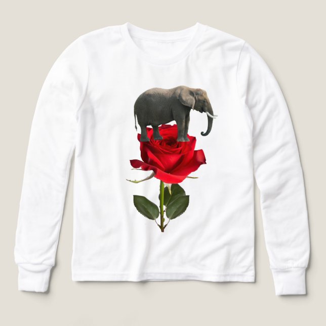 Elephant on Rose Kids T Shirt (Design framsida)