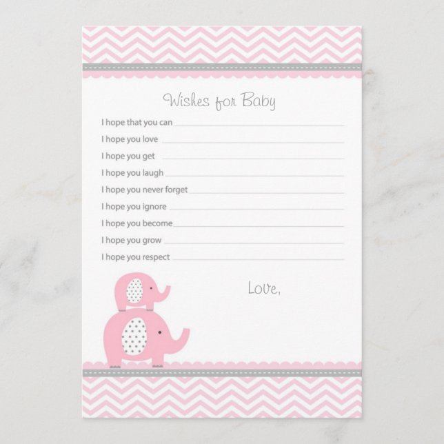 Elephant Önskemål för Baby Advice-kort Rådkort (Framsida)