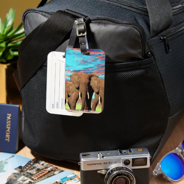 Elephant Opal Sunrise, Luggage Tag Bagagebricka (Framsida & Baksida)