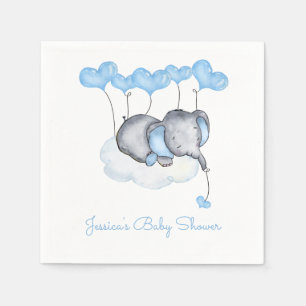 Elephant på Cloud Blue Balloons Boy Shower Pappersservett