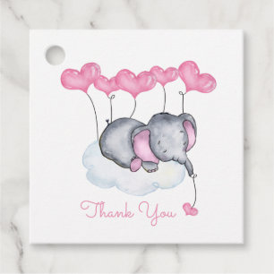 Elephant på Cloud Cute Girl Baby Shower Gåvor Etiketter