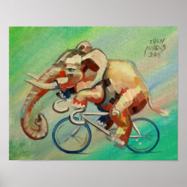 Elephant på en cykel II Poster
