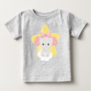 Elephant på ett moln, cute Elephant, Stars, Ribbon T Shirt