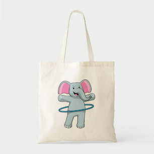 Elephant på Fitness med Fitness däck Tygkasse