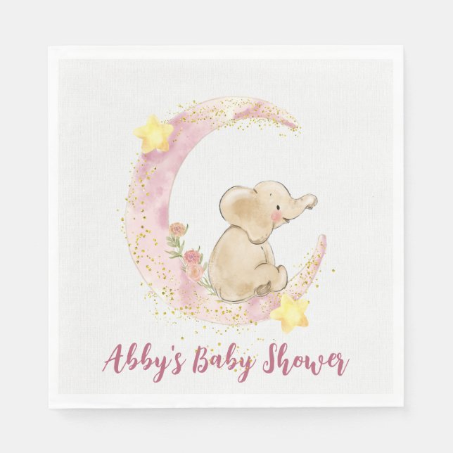 Elephant på Måne med Glitter Pappersservett (Framsidan)