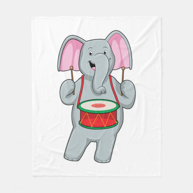 Elephant på Music med Drum Fleecefilt (Framsidan)
