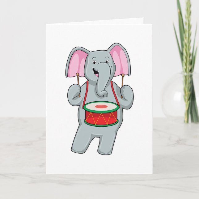 Elephant på Music med Drum Kort (Framsida)