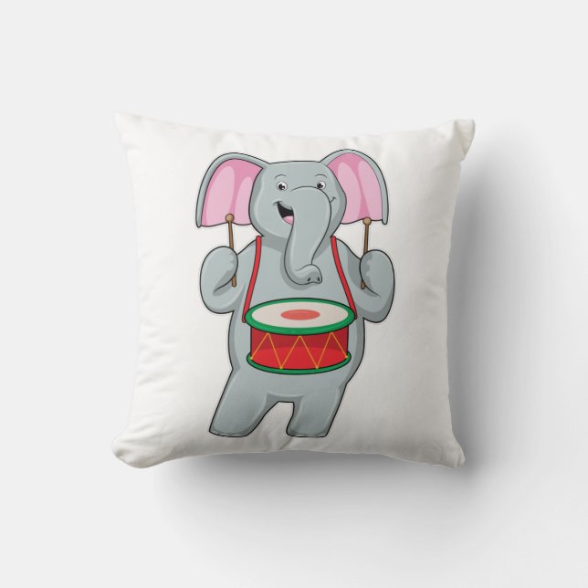 Elephant på Music med Drum Kudde (Framsida)