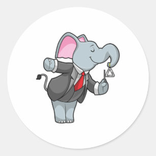 Elephant på Music med triangel Runt Klistermärke