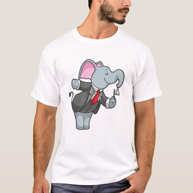 Elephant på Music med triangel T Shirt (Framsida)