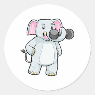 Elephant på Strenght-träning med Dumbbell Runt Klistermärke