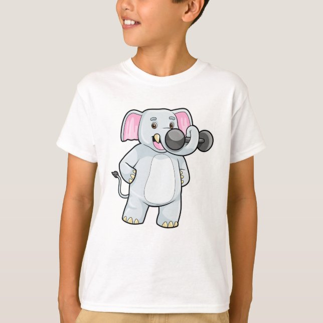 Elephant på Strenght-träning med Dumbbell T Shirt (Framsida)