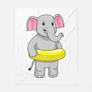 Elephant på Swimming med livboj Fleecefilt