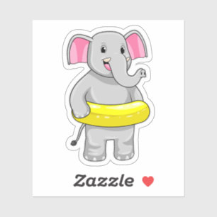 Elephant på Swimming med livboj Klistermärken