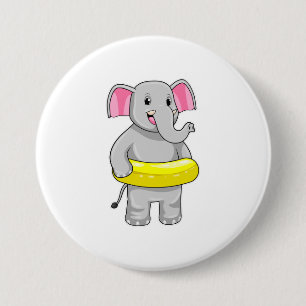 Elephant på Swimming med livboj Knapp