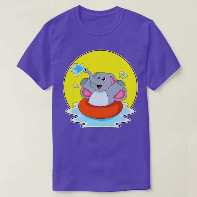 Elephant på Swimming med livboj T Shirt (Design framsida)