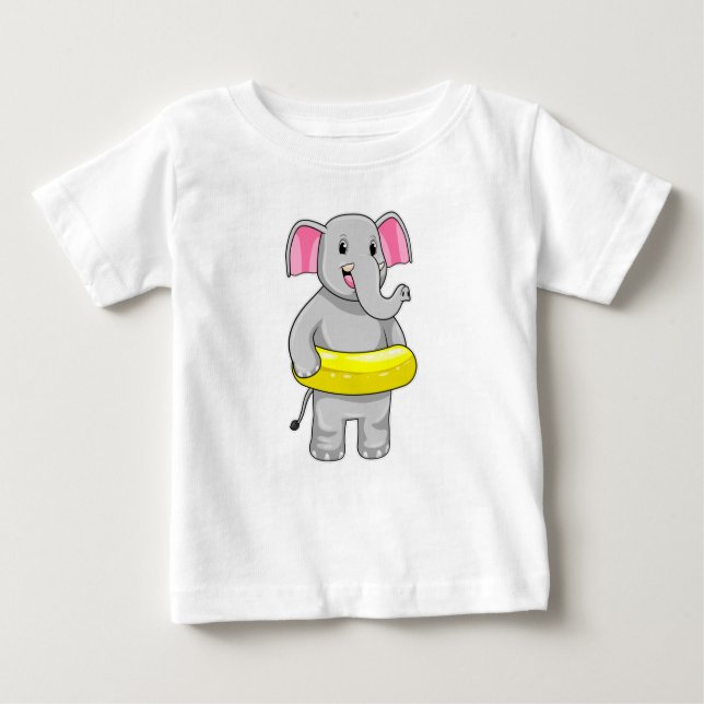 Elephant på Swimming med livboj T Shirt (Framsida)