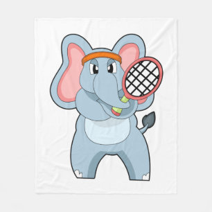 Elephant på Tennis med Tennis racket Fleecefilt