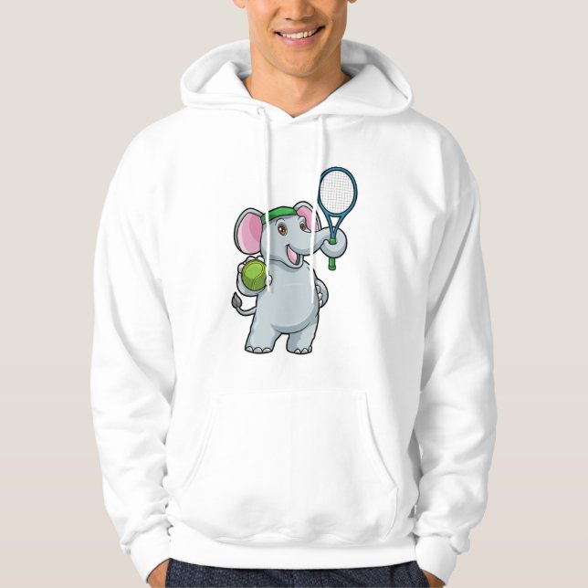Elephant på Tennis med Tennis racket Hoodie (Framsida)