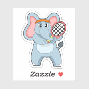 Elephant på Tennis med Tennis racket Klistermärken
