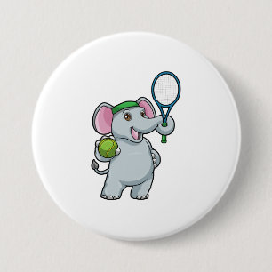 Elephant på Tennis med Tennis racket Knapp