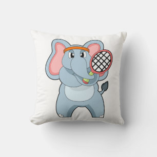Elephant på Tennis med Tennis racket Kudde
