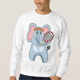 Elephant på Tennis med Tennis racket Lång Ärmad Tröja