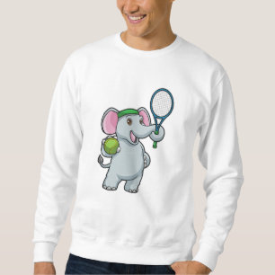 Elephant på Tennis med Tennis racket Lång Ärmad Tröja