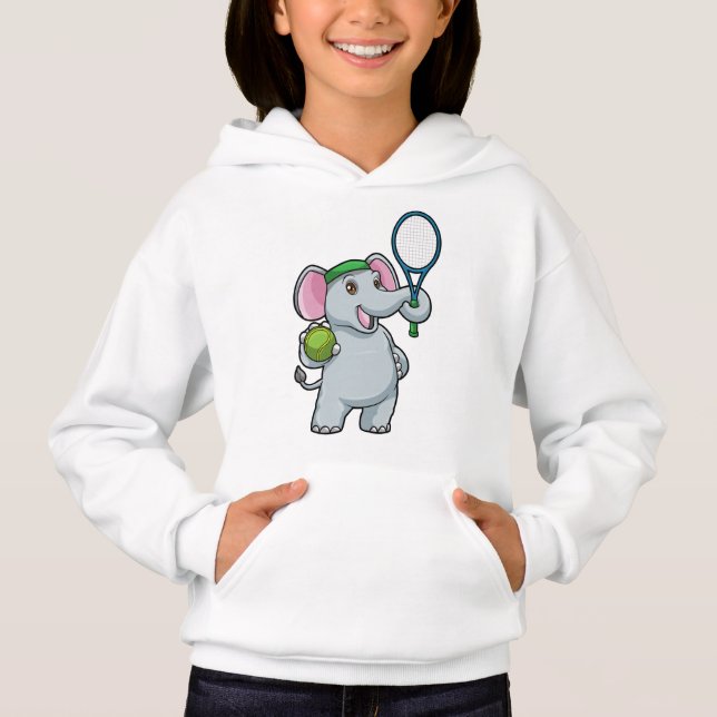 Elephant på Tennis med Tennis racket T Shirt (Framsida)