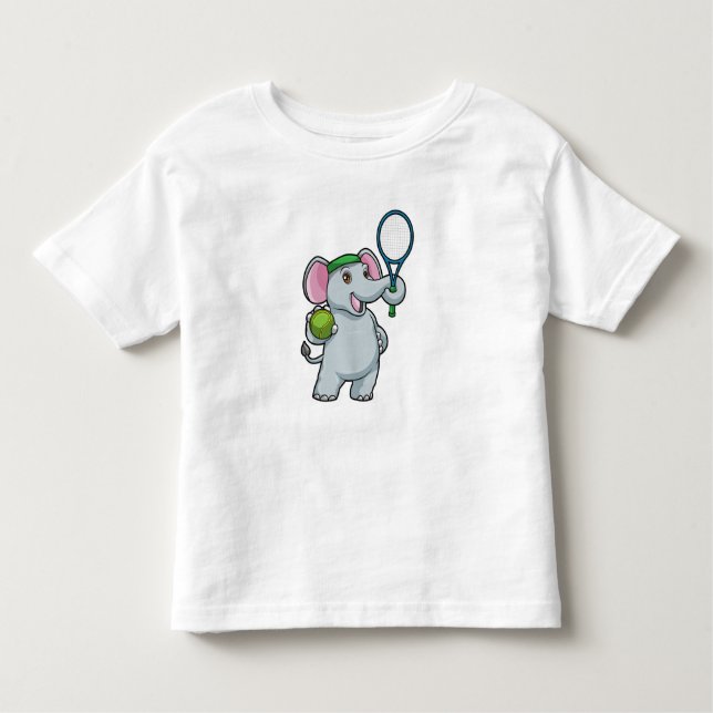 Elephant på Tennis med Tennis racket T Shirt (Framsida)