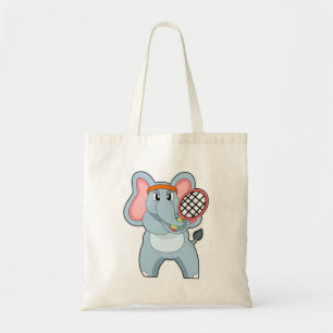Elephant på Tennis med Tennis racket Tygkasse