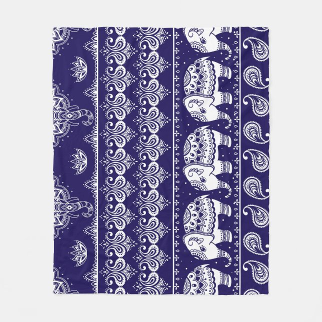 Elephant, paisley: stammen vintage mönster. fleecefilt (Framsidan)