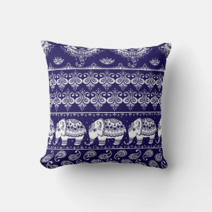 Elephant, paisley: stammen vintage mönster. kudde