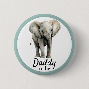 Elephant Pappa Baby Shower Grått Button Knapp