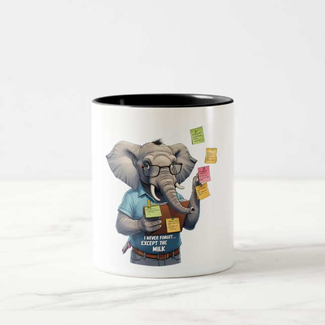 Elephant Pappa, jag glömmer aldrig.. Utom Mjölk Två-Tonad Mugg (Center)