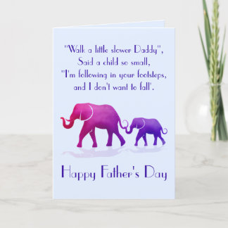 Elephant Pappa Quote Card Tack Kort