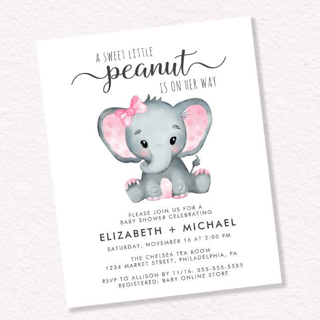 Elephant Par Flicka Shower-inbjudan (Skapare uppladdad)