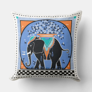 Elephant Parad Pillow i Blue Kudde
