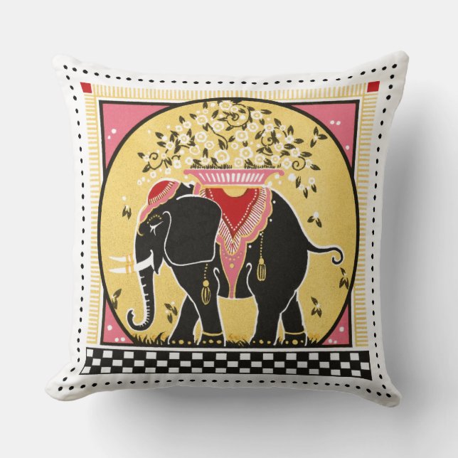 Elephant Parad Pillow i Gult Kudde (Framsida)
