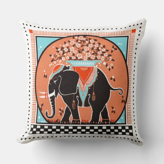 Elephant Parad Pillow i Orange Kudde (Framsida)