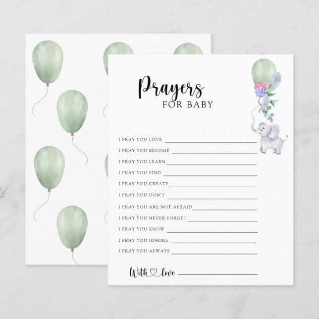 Elephant - Party-spel | böner för baby (Fram/baksida)