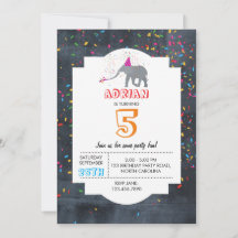 Elephant Partying - Animal Födelsedagsfest Boy Gir