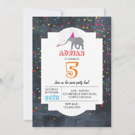 Elephant Partying - Animal Födelsedagsfest Boy Gir Inbjudningar