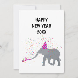 Elephant Partying - Animals Helgdag New Years Card Julkort