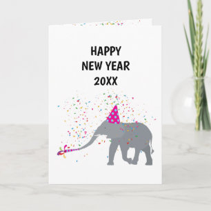 Elephant Partying - Animals Helgdag Nya år Kort