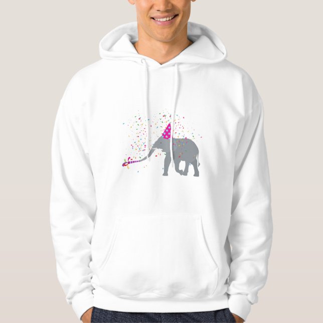 Elephant Partying - Djur med Party Hoodie (Framsida)