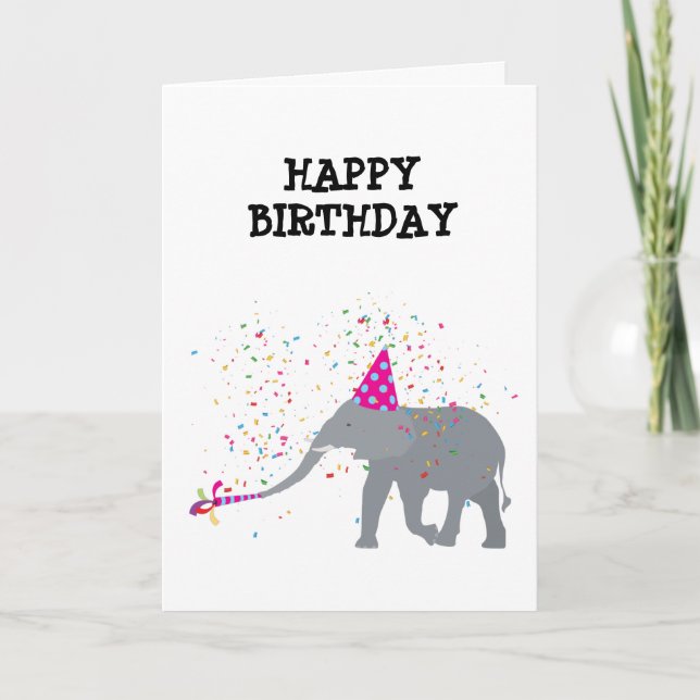 Elephant Partying - Djur med Party Kort (Framsida)