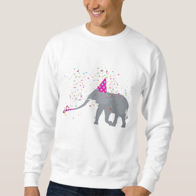 Elephant Partying - Djur med Party Lång Ärmad Tröja (Framsida)