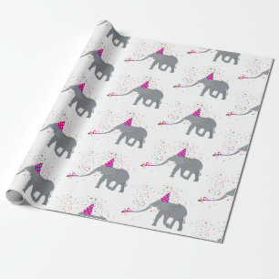 Elephant Partying - Djur med Party Presentpapper