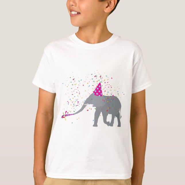 Elephant Partying - Djur med Party T Shirt (Framsida)